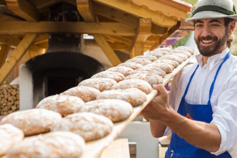 Display of freshly baked bread at alpine market